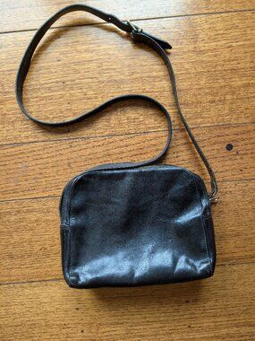 Vintage black leather Furla handbag